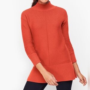 Talbots Link Stitch Mockneck Sweater Rust Orange Size Medium